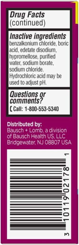 Allergy Eye Drops by Bausch Lomb, for Itch Redness Relief, 15 mL (Pack of 2), Packaging May Vary Allergy Eye Drops by Bausch Lomb, for Itch Redness Relief, 15 mL (Pack of 2), Packaging May Vary