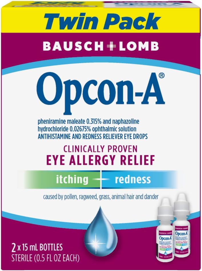 Allergy Eye Drops by Bausch Lomb, for Itch Redness Relief, 15 mL (Pack of 2), Packaging May Vary Allergy Eye Drops by Bausch Lomb, for Itch Redness Relief, 15 mL (Pack of 2), Packaging May Vary