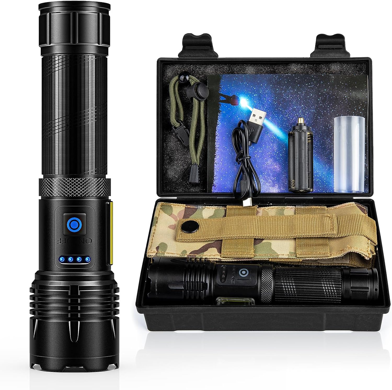 ALSTU Flash Light Flashlight High Lumens Rechargeable: 250,000 Lumen Super Bright LED Flashlights, Powerful Tactical Flashlights, 7 Modes with COB Light, IPX6 Waterproof for Camping, Emergencies ALSTU Flash Light Flashlight High Lumens Rechargeable: 250,000 Lumen Super Bright LED Flashlights, Powerful Tactical Flashlights, 7 Modes with COB Light, IPX6 Waterproof for Camping, Emergencies