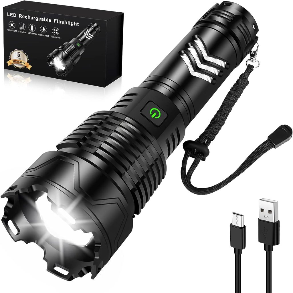 ANKRA Rechargeable Flashlights 180000 High Lumens Zoomable 5 Modes Super Bright IPX7 Waterproof USB-C Charging Tactical Flashlights Powerful Handheld Flashlight for Emergencies Camping ANKRA Rechargeable Flashlights 180000 High Lumens Zoomable 5 Modes Super Bright IPX7 Waterproof USB-C Charging Tactical Flashlights Powerful Handheld Flashlight for Emergencies Camping