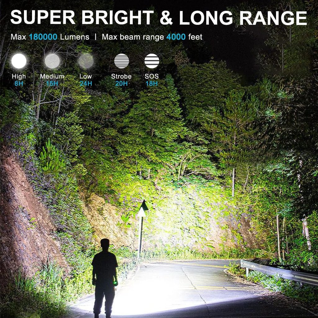 ANKRA Rechargeable Flashlights 180000 High Lumens Zoomable 5 Modes Super Bright IPX7 Waterproof USB-C Charging Tactical Flashlights Powerful Handheld Flashlight for Emergencies Camping ANKRA Rechargeable Flashlights 180000 High Lumens Zoomable 5 Modes Super Bright IPX7 Waterproof USB-C Charging Tactical Flashlights Powerful Handheld Flashlight for Emergencies Camping