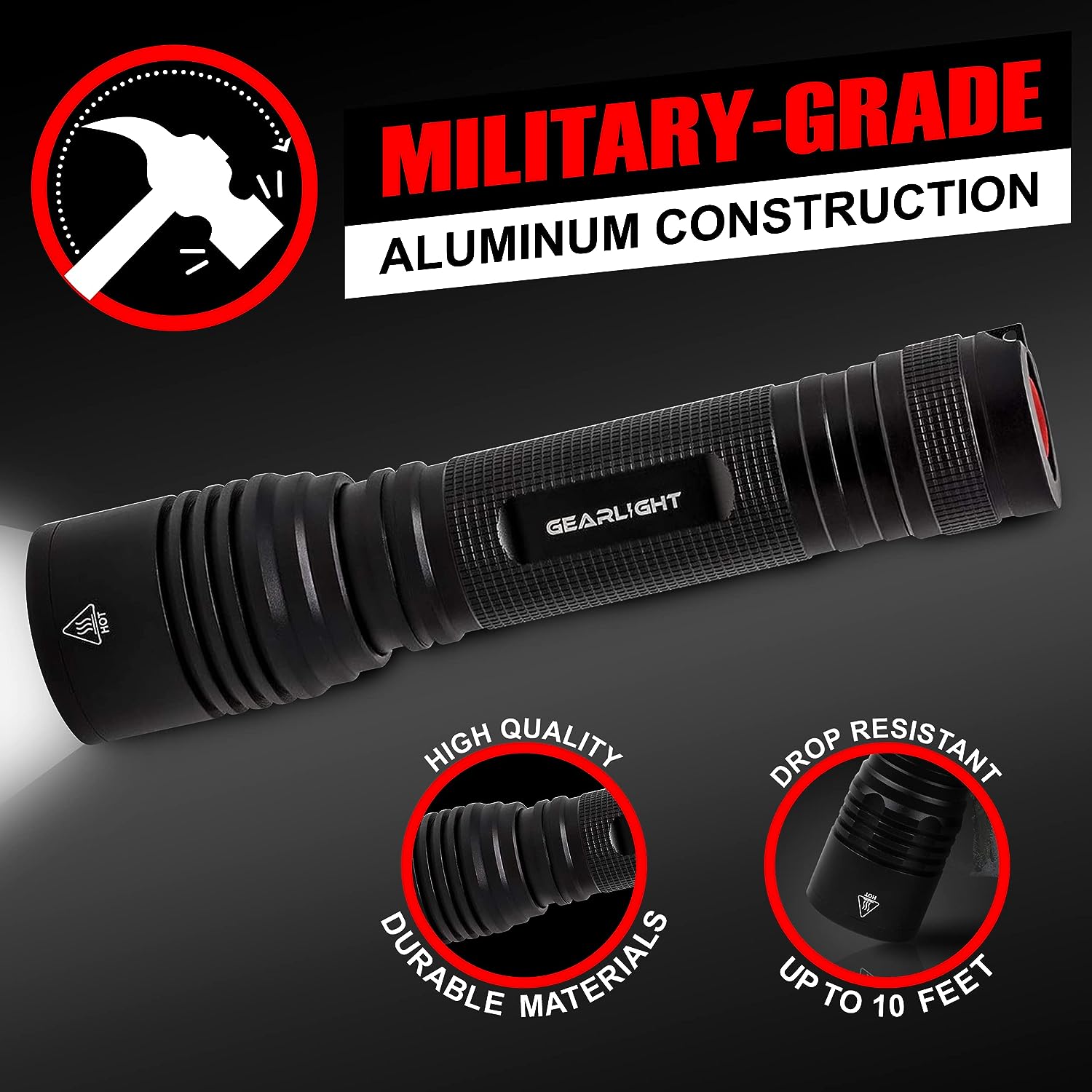 GearLight S2000 LED Flashlight High Lumens - Super Bright, Powerful, Mid-Size Tactical Flashlight for Outdoor Activity Emergency Use GearLight S2000 LED Flashlight High Lumens - Super Bright, Powerful, Mid-Size Tactical Flashlight for Outdoor Activity Emergency Use