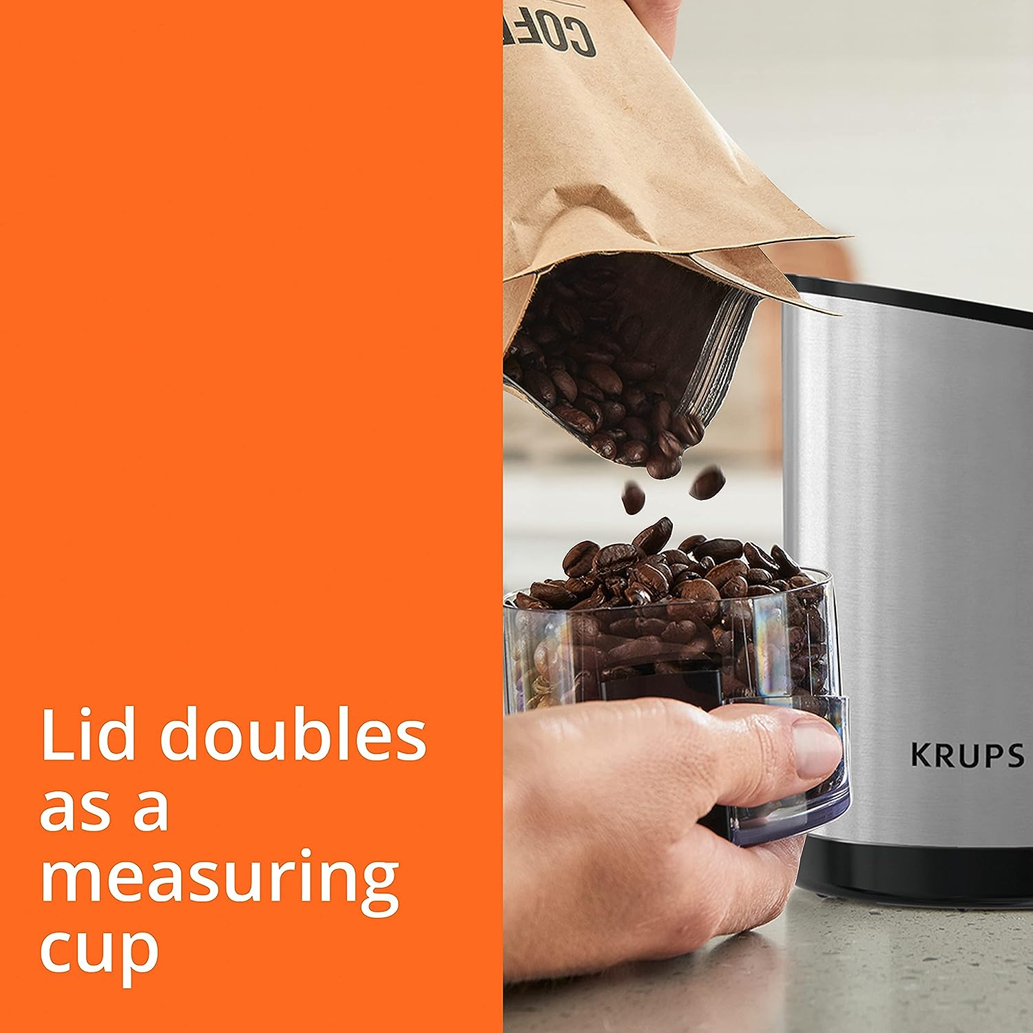 Krups One-Touch Stainless Steel Coffee and Spice Grinder 12 Cup Easy to Use, One Touch Operation 200 Watts Coffee, Espresso, French Press, Pour Over, Spices, Dry Herbs, Nuts Silver Krups One-Touch Stainless Steel Coffee and Spice Grinder 12 Cup Easy to Use, One Touch Operation 200 Watts Coffee, Espresso, French Press, Pour Over, Spices, Dry Herbs, Nuts Silver