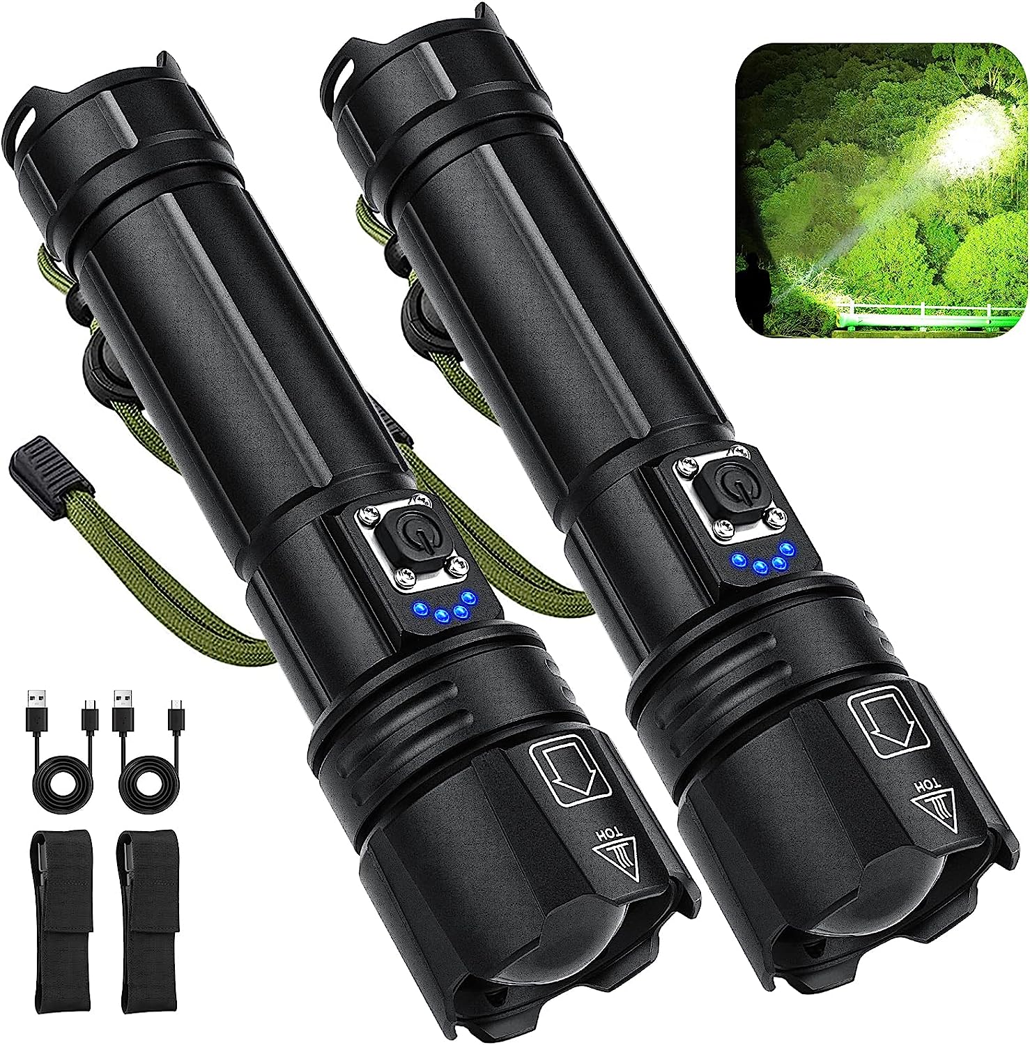 Led Brightest Flashlights High Lumens Rechargeable, 200,000 Lumens Super Bright Flashlight High Powered Flashlights, Waterproof Flash Light with Cases for Emergency Camping (2PCS) Led Brightest Flashlights High Lumens Rechargeable, 200,000 Lumens Super Bright Flashlight High Powered Flashlights, Waterproof Flash Light with Cases for Emergency Camping (2PCS)