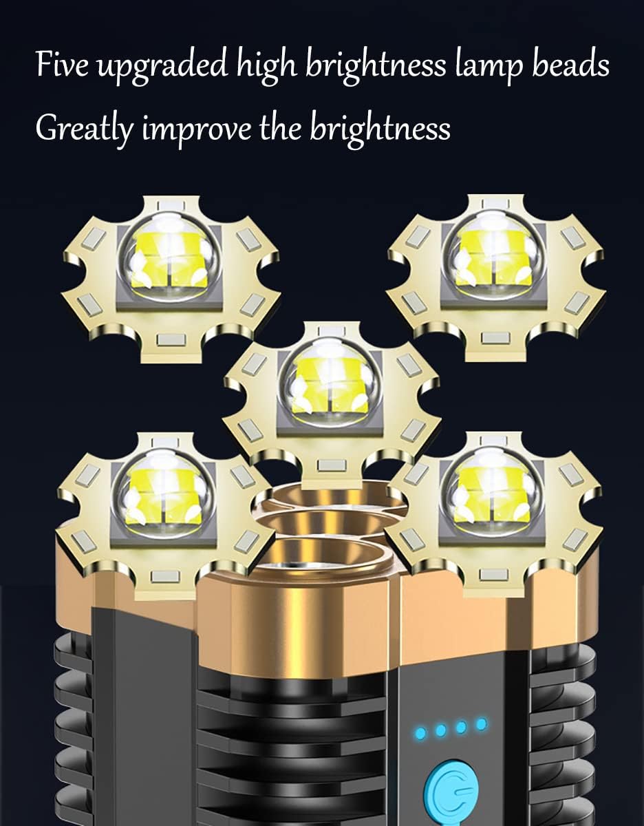WUCOHATI Portable Led Flashlight-Five Core Design Handheld Flashlight, Multiple Light Modes Tactical Flashlight, with Cob Light Rechargeable Flashlights, Suitable for Exploration, Camping, Hunting WUCOHATI Portable Led Flashlight-Five Core Design Handheld Flashlight, Multiple Light Modes Tactical Flashlight, with Cob Light Rechargeable Flashlights, Suitable for Exploration, Camping, Hunting