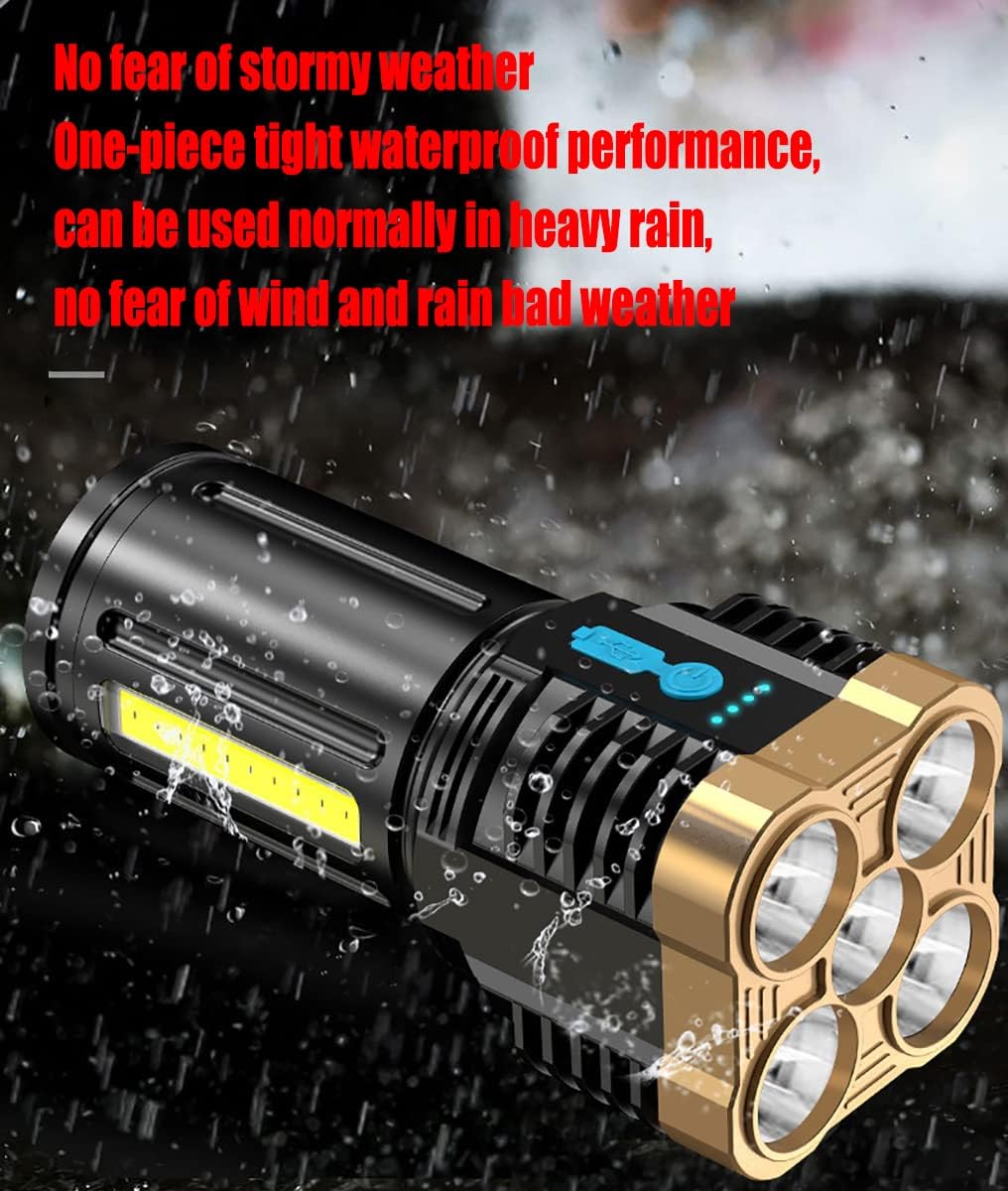 WUCOHATI Portable Led Flashlight-Five Core Design Handheld Flashlight, Multiple Light Modes Tactical Flashlight, with Cob Light Rechargeable Flashlights, Suitable for Exploration, Camping, Hunting WUCOHATI Portable Led Flashlight-Five Core Design Handheld Flashlight, Multiple Light Modes Tactical Flashlight, with Cob Light Rechargeable Flashlights, Suitable for Exploration, Camping, Hunting