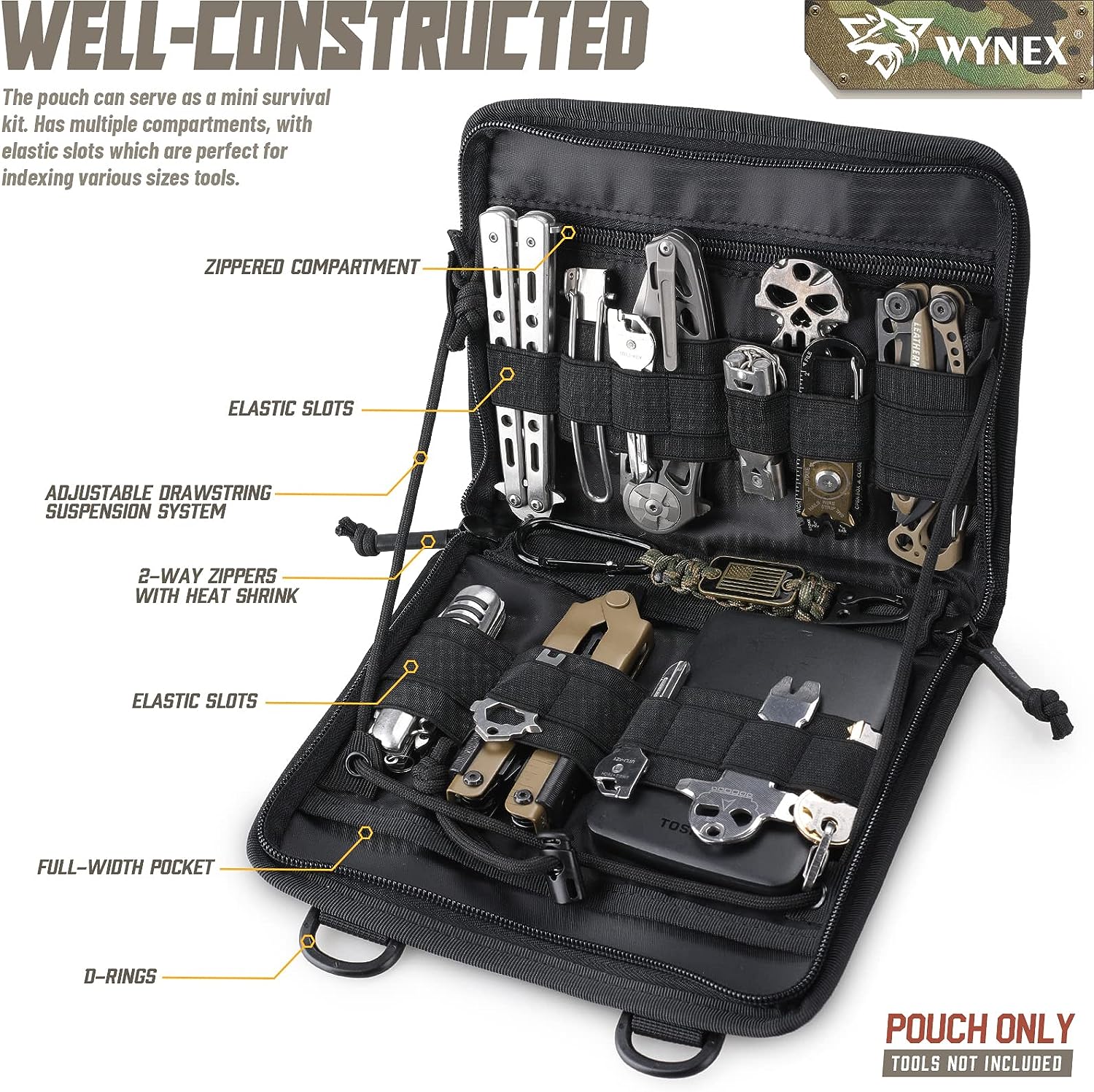 WYNEX Tactical Folding Admin Pouch, Molle Tool Bag of Laser-Cut Design, Utility Organizer EDC Medical Bag Modular Pouches Tactical Attachment Waist Pouch Include U.S Patch WYNEX Tactical Folding Admin Pouch, Molle Tool Bag of Laser-Cut Design, Utility Organizer EDC Medical Bag Modular Pouches Tactical Attachment Waist Pouch Include U.S Patch